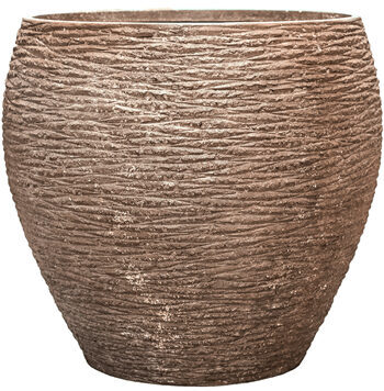 Large indoor/outdoor flower pot "Polystone Coated Ribbed Balloon" Ø 80/ H 73 cm - Rock