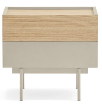 Table d'appoint et de chevet design "OTTO" sable/chêne - 50 x 56 cm