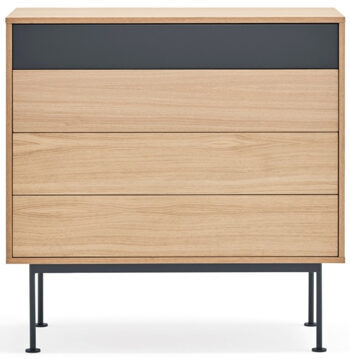 Design chest of drawers "YOKO" anthracite/oak - 90 x 91 cm