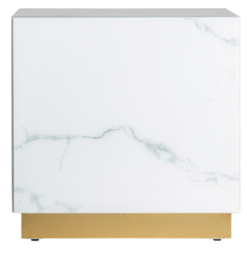 Design side table "Neva" 60 x 60 cm with marble look - White
