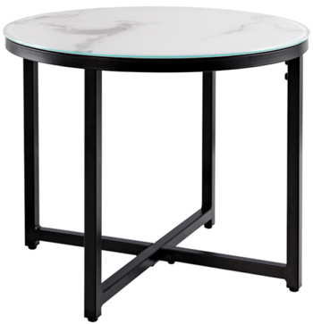 Round design side table "Elegance" Ø 50 cm - Black / white marble look