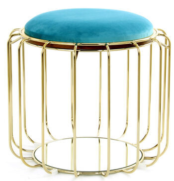 Forte Side Table & Pouf - Turquoise/Gold