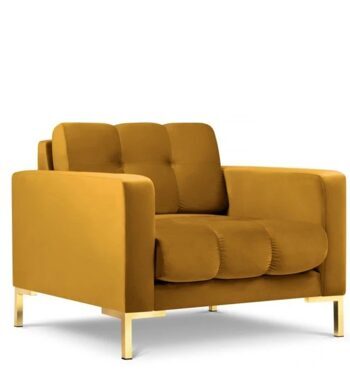 Design armchair "Mamaia" with velvet cover - mustard yellow