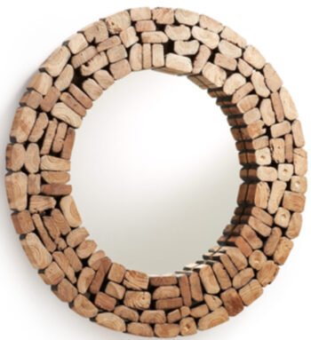 Round wall mirror Elico Ø 80 cm in recycled teak wood