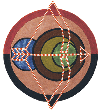 Tapis rond design "Zodiac" Signe astrologique : Sagittaire - tufté main, 85% pure laine vierge