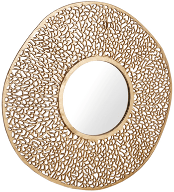 Design wall mirror "Leaf" Ø 76 cm - gold