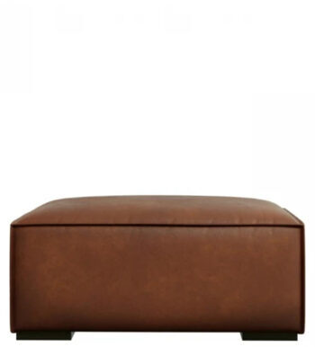 Large leather sitting pouf "Agawa" 100 x 100 cm - Brown