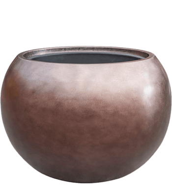 Metallic Silver Leaf Globe" flower pot Ø 50/ H 37 cm - Coffee Matt