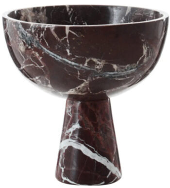 Large, elegant "Salmo" marble bowl - dark red