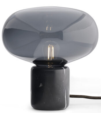 Design Tischlampe „Karl-Johan“ Rauchglas/Marquina Marmor, Ø 23 cm