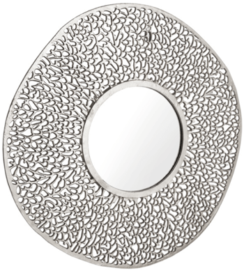 Design wall mirror "Leaf" Ø 76 cm - silver