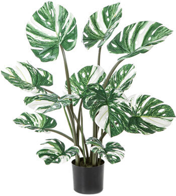 Lifelike artificial plant "Monstera bush white", Ø 80/ height 90 cm