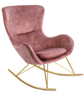 Rocking chair "Luxury Swing" with velvet cover - Pink/Gold