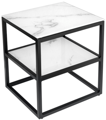 Design side table "Elegance" 45 x 40 cm - Black / white marble look