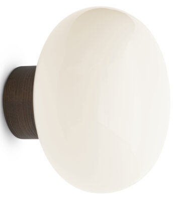 Design Wandlampe „Karl-Johan“ Opalglas/geräucherte Eiche, Ø 23 cm