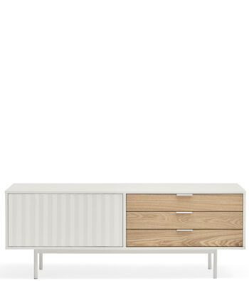 Design lowboard "Sierra", white/oak 140 x 52 cm