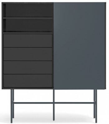 Design highboard "NUBE" black/anthracite - 140 x 120 cm
