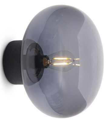 Design Wandlampe „Karl-Johan“ Rauchglas/gebeizte Eiche Ø 23 cm