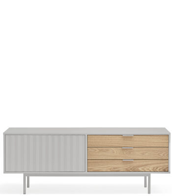 Design lowboard "Sierra", light gray/oak 140 x 52 cm