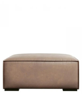 Large leather seat pouf "Agawa" 100 x 100 cm - Beige Dark