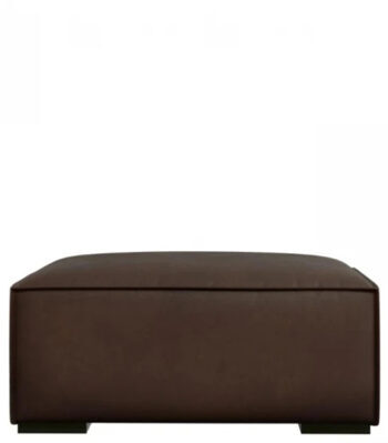Large leather seat pouf "Agawa" 100 x 100 cm - Dark brown