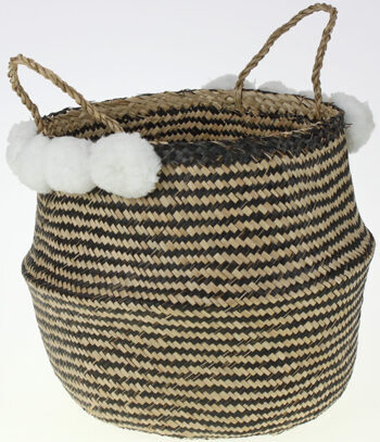 Hand-woven "Milo" basket with bobbles