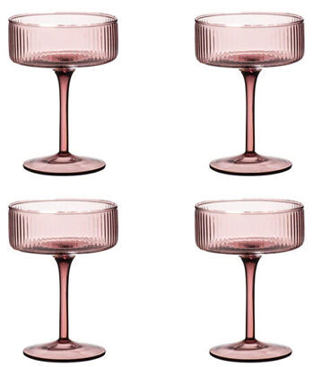 Mundgeblasene Champagnergläser „Erskine“ Rosa 250 ml (4er-Set)