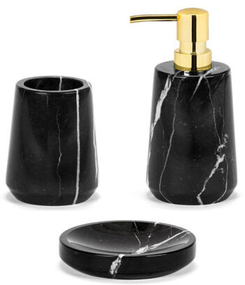 3-piece bathroom set "Black Marble" from marble
