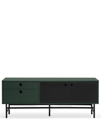 Design lowboard "Punto" Black/Dark Green 140 x 52 cm