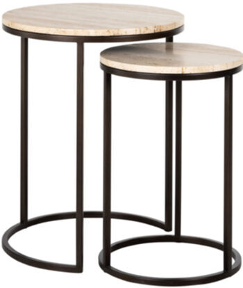 Design side table SET "Avalon" with travertine