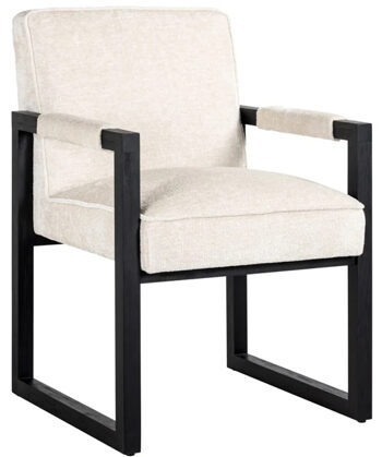 Chaise design "Beck" - blanc chenille/bois massif