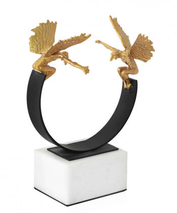 Design sculpture of iron and copper Abeli Gemini - gold
