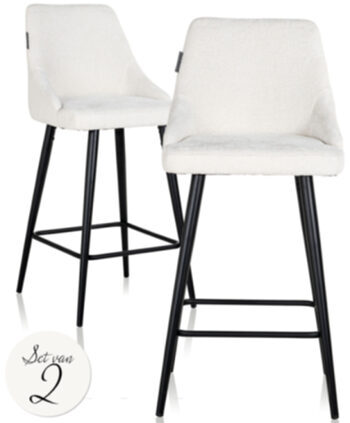 2er Set Design Barstuhl „Brooke“ - White Unicorn, Sitzhöhe 67 cm