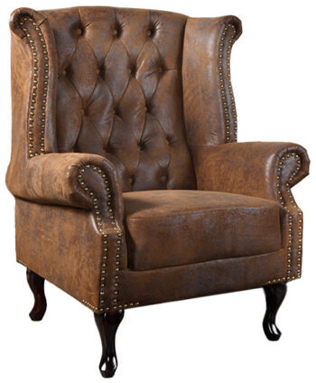 Chesterfield" wing chair - antique brown