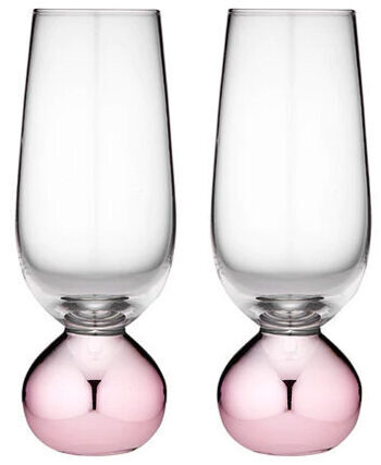 Handgefertigte, luxuriöse Champagner Gläser „Astrid“ Rosé (2er-Set)