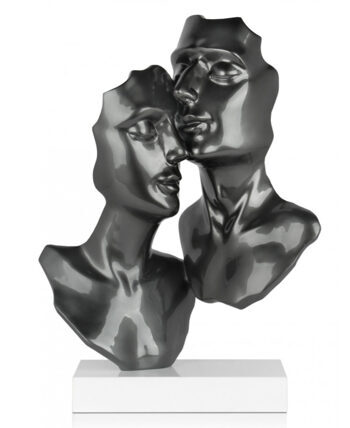 Design-Skulptur Liebende aus Kunstharz mit Metalleffekt - Anthrazit