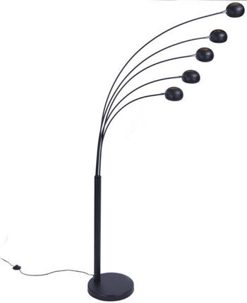 Lampadaire flexible "Five Lights" 150 x 205 cm avec base en marbre - Noir