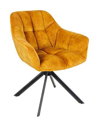 Swivel design chair "Papillo" - velvet mustard yellow