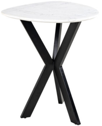 Design side table "Trocadero" with marble table top, 50 x 60 cm