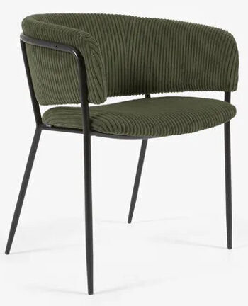 Chaise avec accoudoirs Roswell - velours côtelé vert foncé