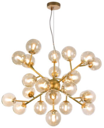 Hanging lamp "Dallas" amber / brass, 24-flame Ø 65 cm
