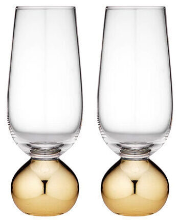 Handgefertigte, luxuriöse Champagner Gläser „Astrid“ Gold (2er-Set)