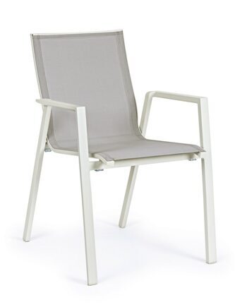 High-quality, stackable "Krion" outdoor chair with armrests - light gray