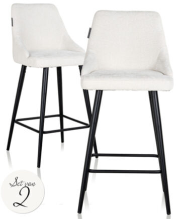 2er Set Design Barstuhl „Brooke“ - White Unicorn, Sitzhöhe 78 cm