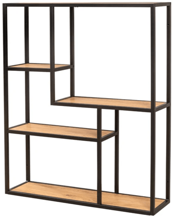 Design wall shelf "Slim line" 75 x 91 cm - black / wild oak