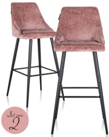 set of 2 design bar stool "Brooke" - Rose Chenille, seat height 78 cm