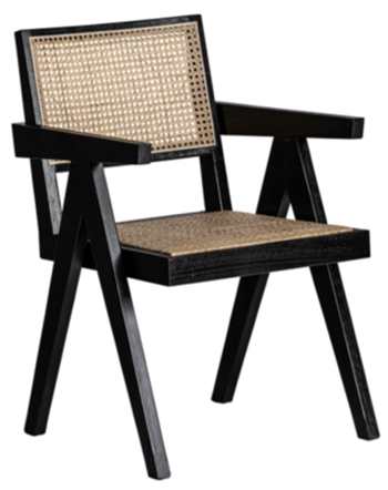Chaise à accoudoirs design "Cieza" avec tressage viennois - noir