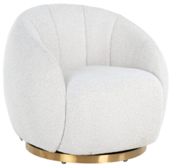Design swivel armchair Jago - White Bouclé